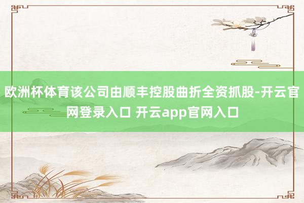 欧洲杯体育该公司由顺丰控股曲折全资抓股-开云官网登录入口 开云app官网入口