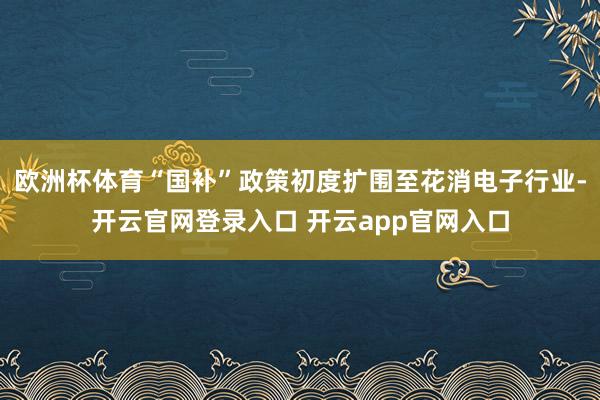 欧洲杯体育“国补”政策初度扩围至花消电子行业-开云官网登录入口 开云app官网入口
