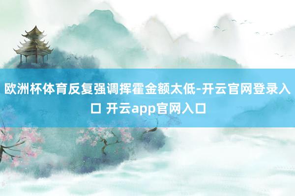 欧洲杯体育反复强调挥霍金额太低-开云官网登录入口 开云app