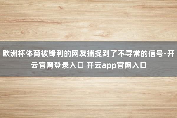 欧洲杯体育被锋利的网友捕捉到了不寻常的信号-开云官网登录入口 开云app官网入口