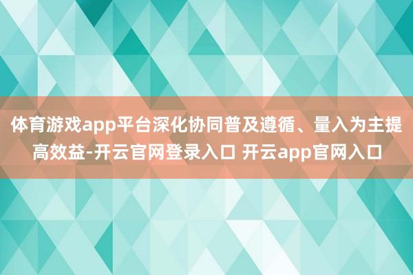 体育游戏app平台深化协同普及遵循、量入为主提高效益-开云官